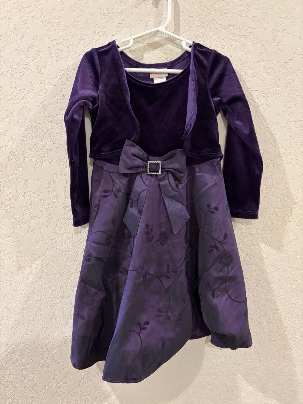 Dollie & Me Purple Velvet Bodice Formal Dress -Floral Size 5